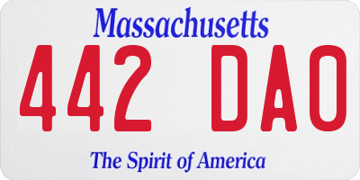 MA license plate 442DA0