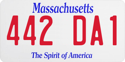 MA license plate 442DA1