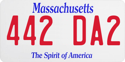 MA license plate 442DA2
