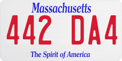 MA license plate 442DA4
