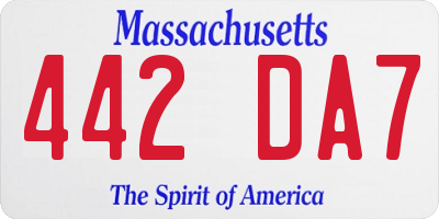 MA license plate 442DA7