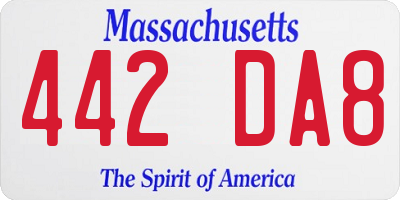MA license plate 442DA8
