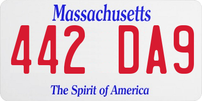 MA license plate 442DA9