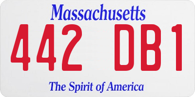 MA license plate 442DB1