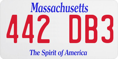 MA license plate 442DB3