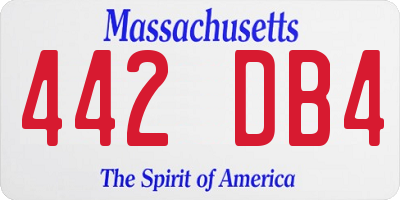 MA license plate 442DB4