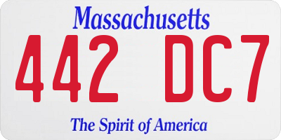 MA license plate 442DC7