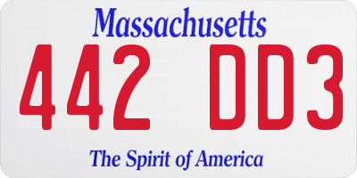 MA license plate 442DD3