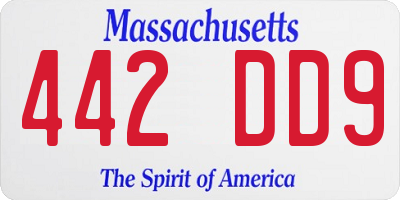 MA license plate 442DD9