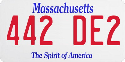 MA license plate 442DE2