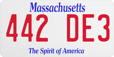 MA license plate 442DE3