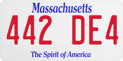 MA license plate 442DE4