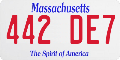 MA license plate 442DE7