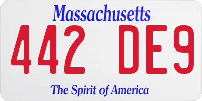 MA license plate 442DE9