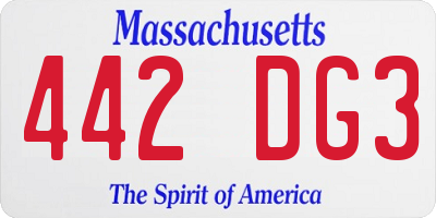 MA license plate 442DG3