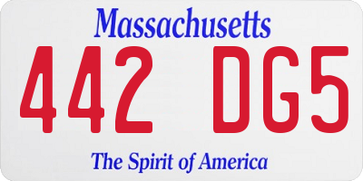 MA license plate 442DG5