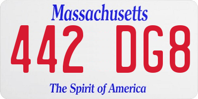 MA license plate 442DG8