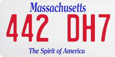MA license plate 442DH7