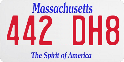 MA license plate 442DH8