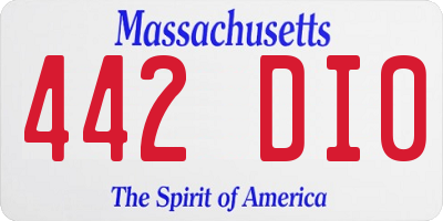 MA license plate 442DI0