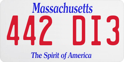 MA license plate 442DI3
