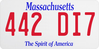 MA license plate 442DI7