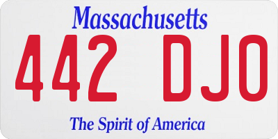 MA license plate 442DJ0