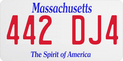 MA license plate 442DJ4