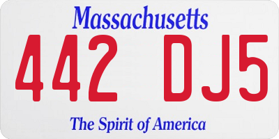 MA license plate 442DJ5