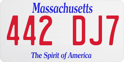 MA license plate 442DJ7