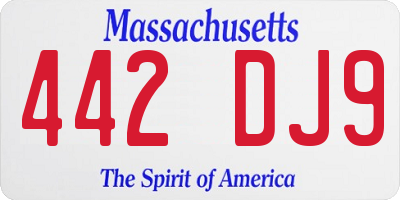 MA license plate 442DJ9