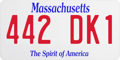 MA license plate 442DK1
