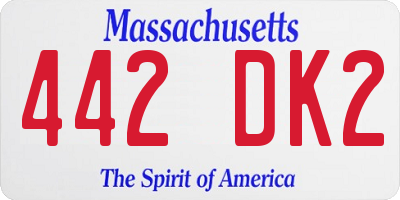 MA license plate 442DK2