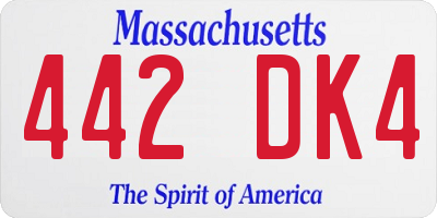MA license plate 442DK4