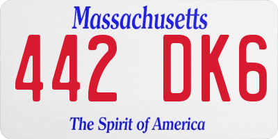 MA license plate 442DK6