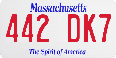 MA license plate 442DK7