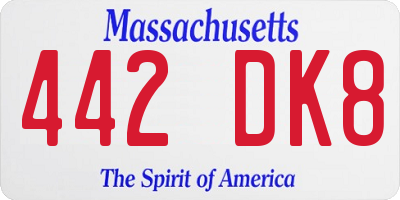 MA license plate 442DK8