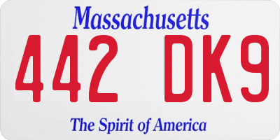 MA license plate 442DK9