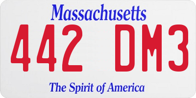 MA license plate 442DM3