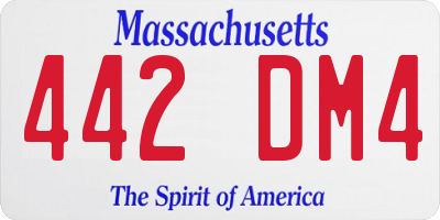 MA license plate 442DM4