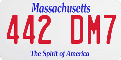 MA license plate 442DM7