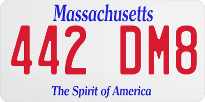 MA license plate 442DM8