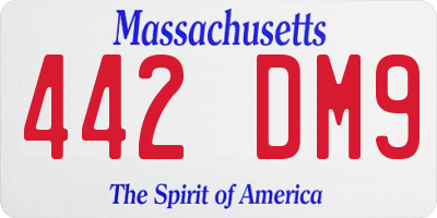 MA license plate 442DM9