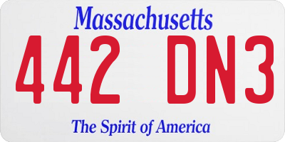 MA license plate 442DN3