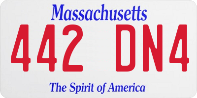 MA license plate 442DN4