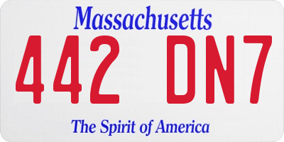 MA license plate 442DN7