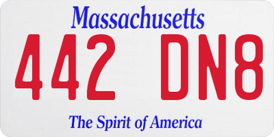 MA license plate 442DN8