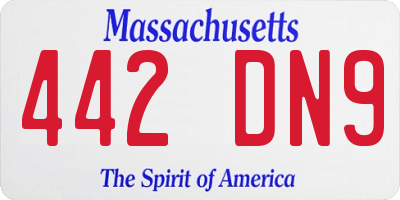 MA license plate 442DN9