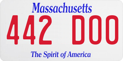 MA license plate 442DO0