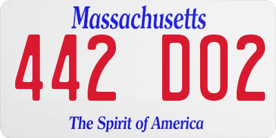 MA license plate 442DO2